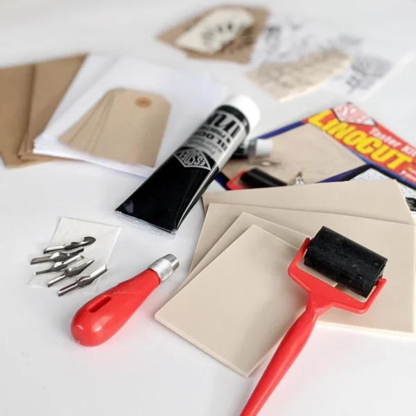 Premium Taster Linocut & Print Kit van Essdee (inclusief blanco kaarten en cadeaulabels)